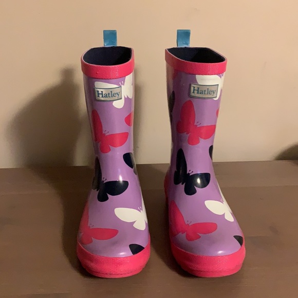 Hatley Pink “Butterfly” Boots - Girl’s Size 2 - Picture 3 of 8
